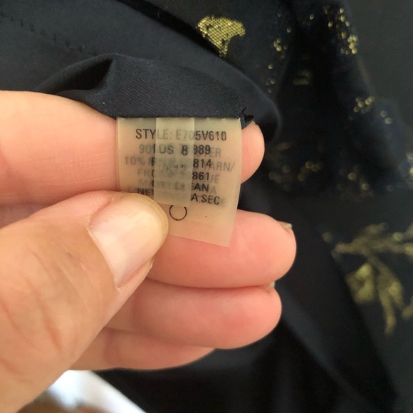 Elie Tahari Orital Jacquard Navy Metallic Gold Floral Cocktail Dress 8 US/ 12UK - Picture 8 of 11